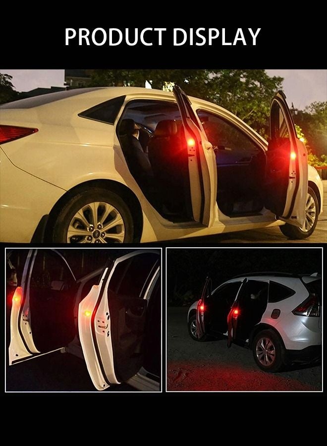 أو مينج 4 قطع ضوء تحذير LED لباب السيارة اللاسلكي العالمي، مصابيح أمان LED للإشارة المضادة للتصادم، مصابيح ستروب لمنع الاصطدام الخلفي (أحمر) - Image 3